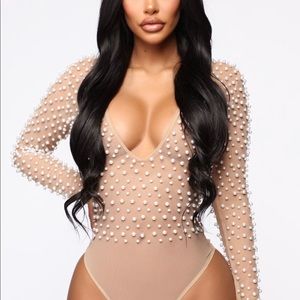 Fashion Nova Pearl Bodysuit - BRAND NEW UNWORN - M